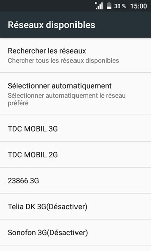 Sélectionnez un opérateur réseau dans la liste