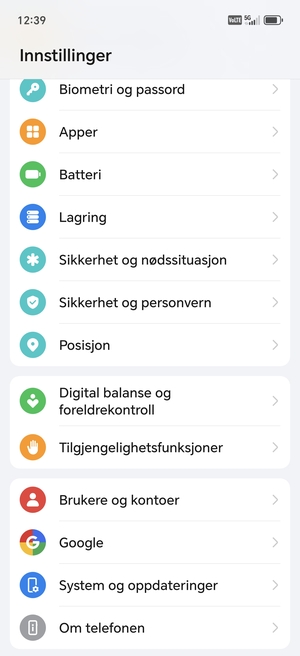 Bla til og velg Sikkerhet og personvern