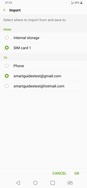 Select your Google account and select OK
