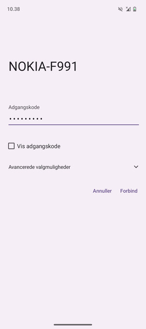 Indtast Wi-Fi adgangskoden og vælg Forbind