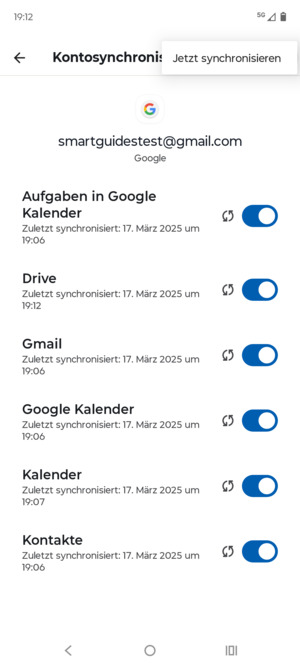 Wählen Sie Jetzt synchonisieren