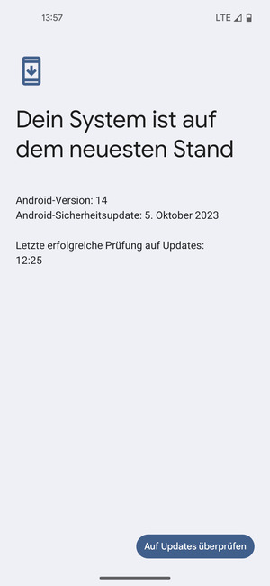 Falls Ihr Handy aktualisiert ist, wird Ihnen der folgende Bildschirm angezeigt