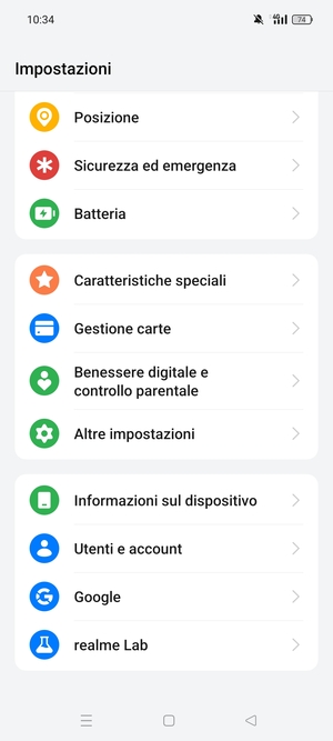Scorri e seleziona Informazioni sul dispositivo