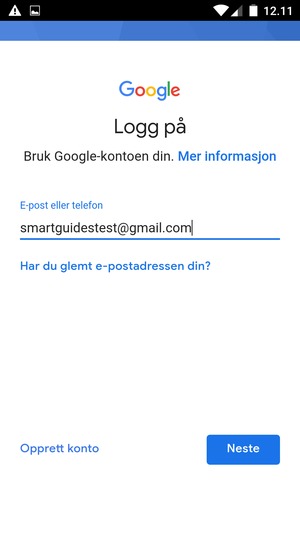 Skriv inn din Gmail-adresse og velg Neste