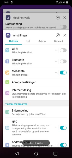 Velg SLETT ALLE for å lukke alle programmer som kjører