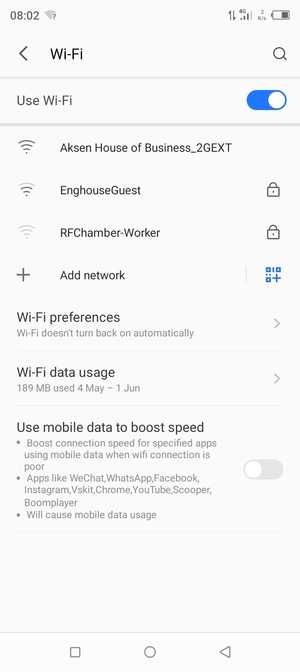 Select the wireless network you want to connect to