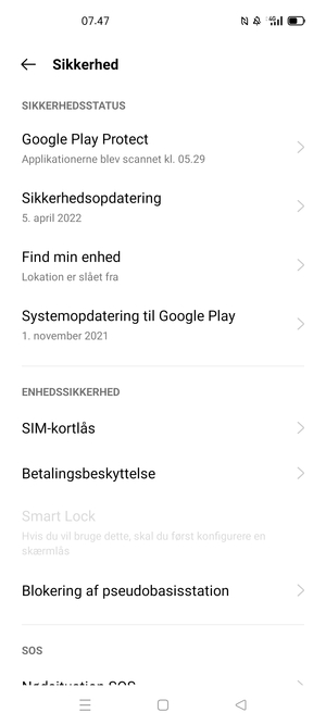 Vælg SIM-kortlås