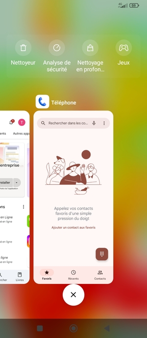 Sélectionnez l'icône Supprimer pour fermer toutes les applis en cours d'exécution