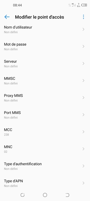 Faites défiler vers le bas et saisissez les informations MMS