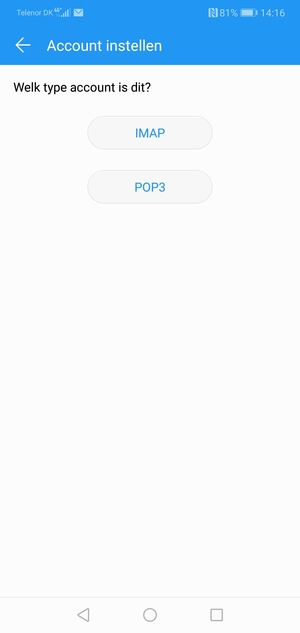 Selecteer IMAP of POP3