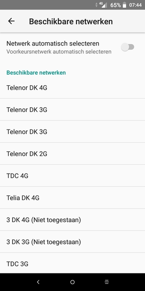 Selecteer een netwerkoperator uit de lijst