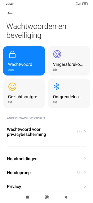 Uw telefoon is nu beveiligd met een schermvergrendeling
