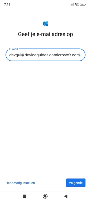 Voer uw e-mailadres in en selecteer Handmatig instellen