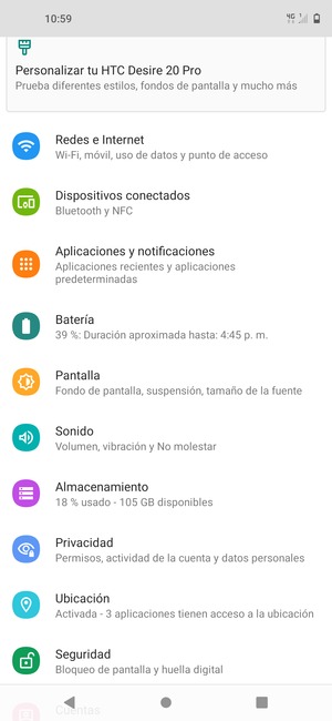 Desplácese y seleccione Ubicación