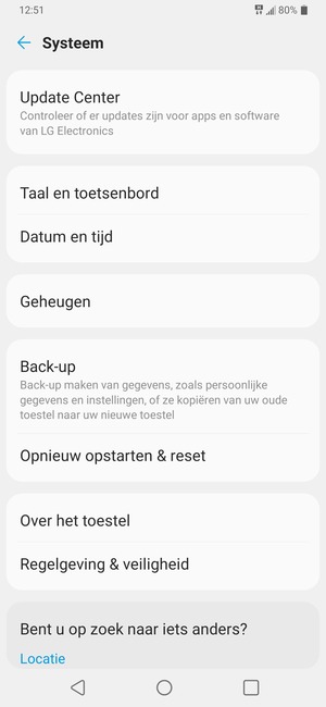 Selecteer Back-up