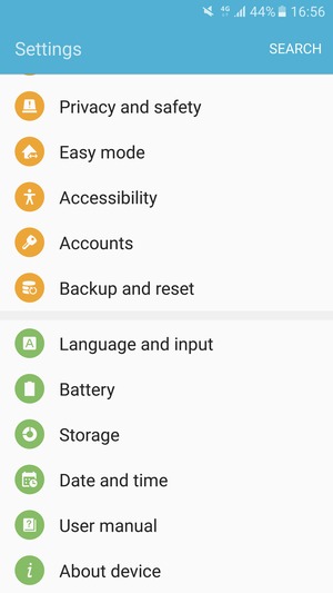 Scroll to and select Battery