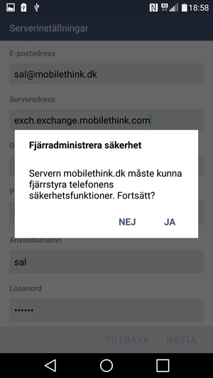 Välj JA