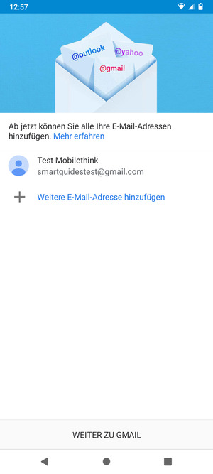Wählen Sie WEITER ZU GMAIL