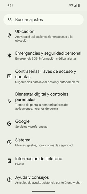 Desplácese y seleccione Sistema