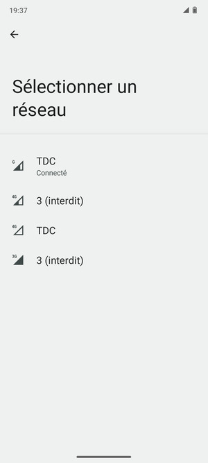 Sélectionnez un opérateur réseau dans la liste
