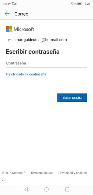 Introduzca su contraseña de Hotmail y seleccione Iniciar sesión