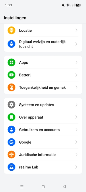 Scroll naar en selecteer Gebruikers en accounts
