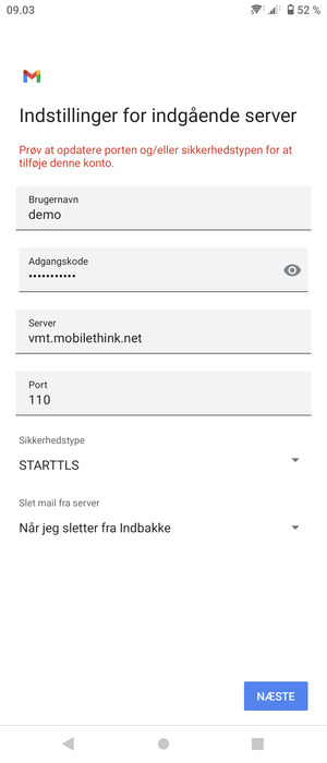 Vælg Sikkerhedstype