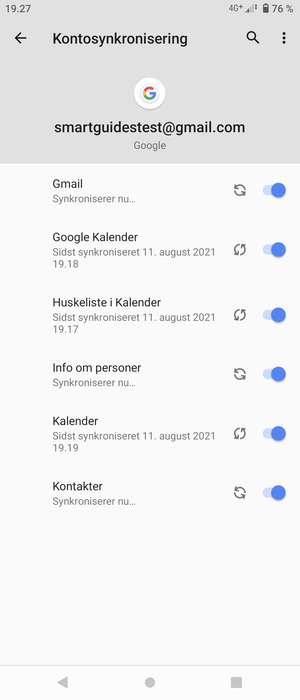 Dine oplysninger vil blive synkroniseret