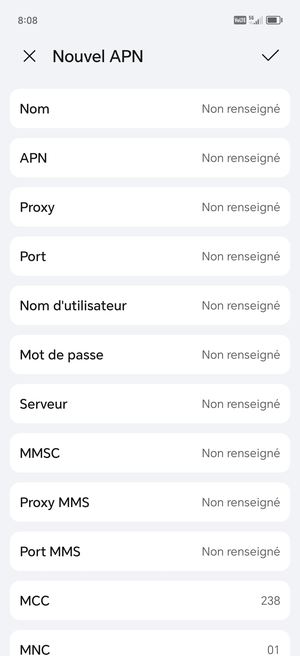 Saisissez les informations MMS
