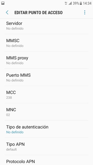 Desplácese hacia abajo e introduzca la información MMS