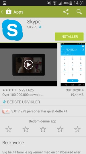 Vælg INSTALLER