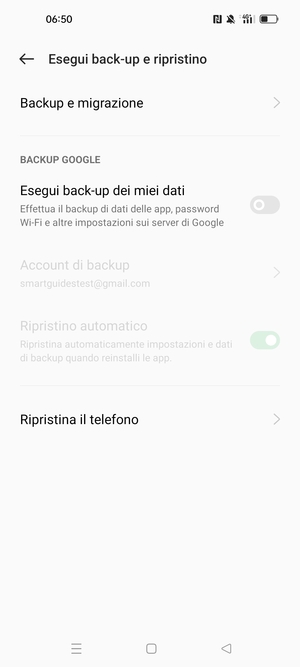 Attiva Esegui back-up dei miei dati