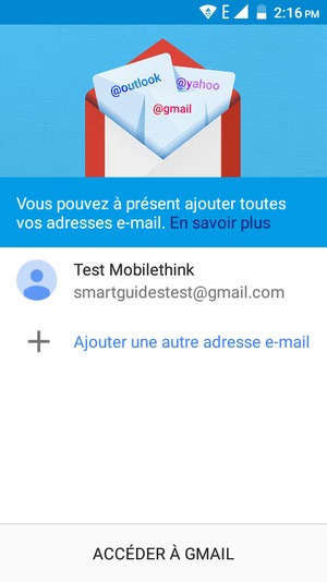 Sélectionnez ACCÉDER  À GMAIL