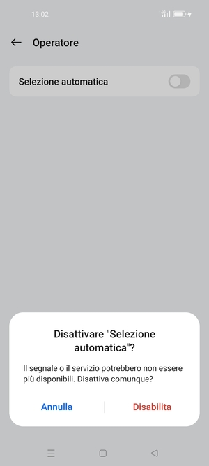 Seleziona Disabilita
