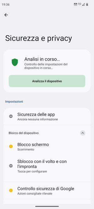 Seleziona Blocco schermo