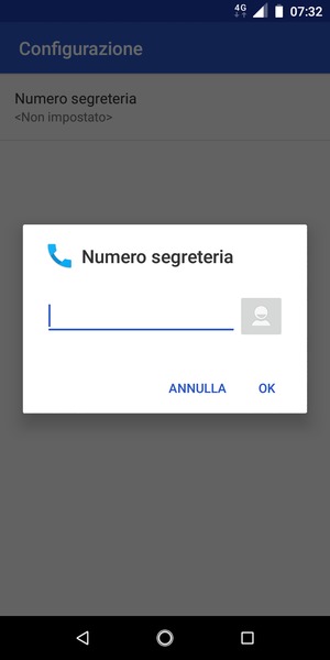 Inserisci Numero segreteria e seleziona OK