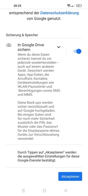 Wählen Sie Akzeptieren