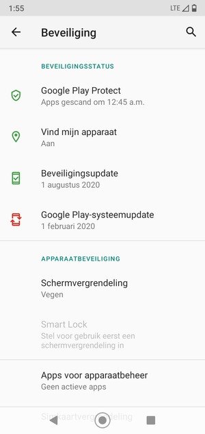 Om uw schermvergrendeling te activeren, ga naar het Beveiliging-menu en selecteer Schermvergrendeling