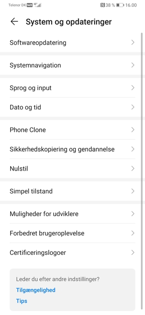 Vælg Sikkerhedskopiering og gendannelse
