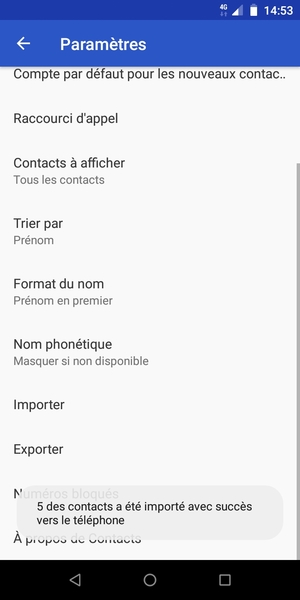 Vos contacts viennent d'être ajoutés à votre ZTE