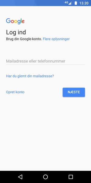 Indtast din Gmail adresse og vælg NÆSTE