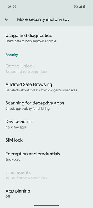 Scroll to and select SIM lock