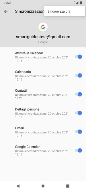 Seleziona Sincronizza ora