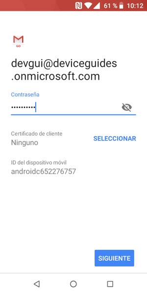 Introduzca su contraseña y seleccione SIGUIENTE