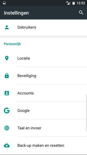 Scroll naar en selecteer Beveiliging