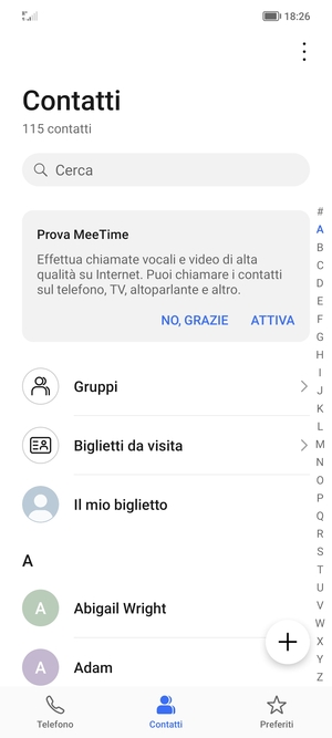 Seleziona il tasto Menu