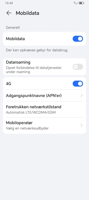 Vælg Adgangspunktnavne (APN'er)