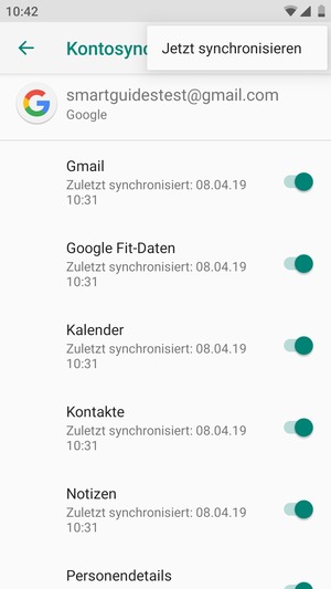 Wählen Sie Jetzt synchronisieren