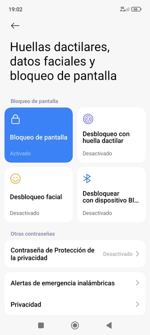 El teléfono ha sido asegurado con un bloqueo de pantalla