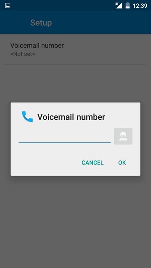 Enter the Voicemail number and select OK